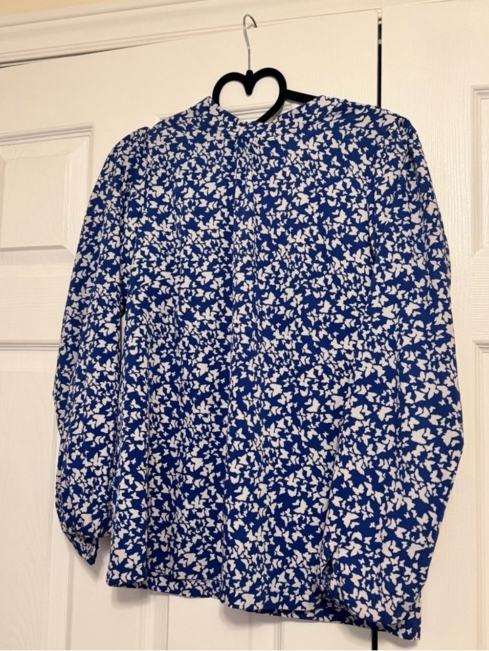 Blue and White Floral Print Blouse